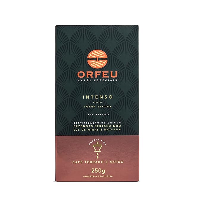 ORFEU - Special Coffee Intense - 100% Arabica Coffee Dark Roast Ground &amp Roasted Aroma of Toasted Caramel &amp Fruit Jam Low Acidity Made In Brazil Velvety Body - 250g (8.8oz)