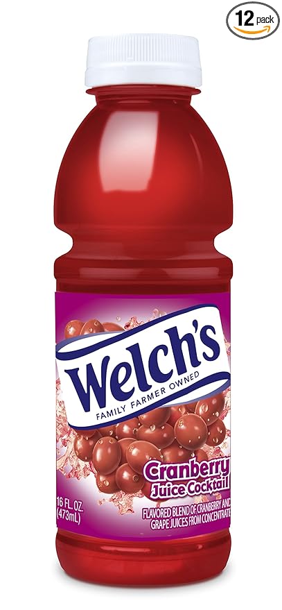 Welch's Juice Cocktail No Preservatives Cranberry 16 Ounce (Pack of 12)