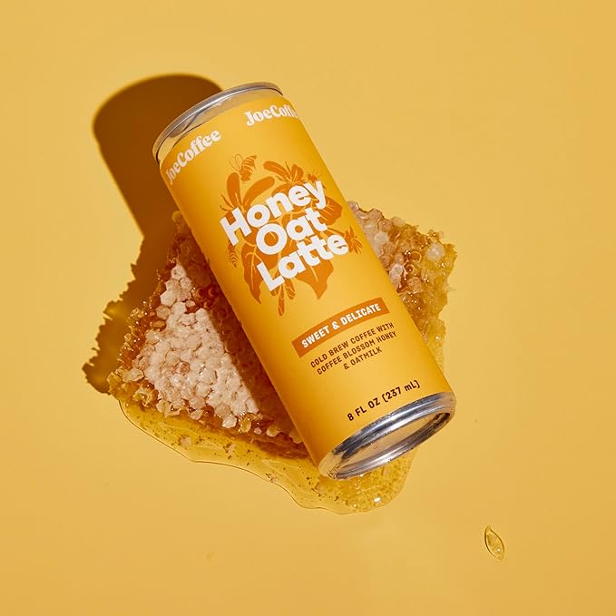 Joe Coffee Company - Honey Oat Latte Ready-to-Drink Specialty Coffee Cans (Pack of 12) | NYC Roaster Rainfoest Alliance Certified Kosher Climate-Friendly