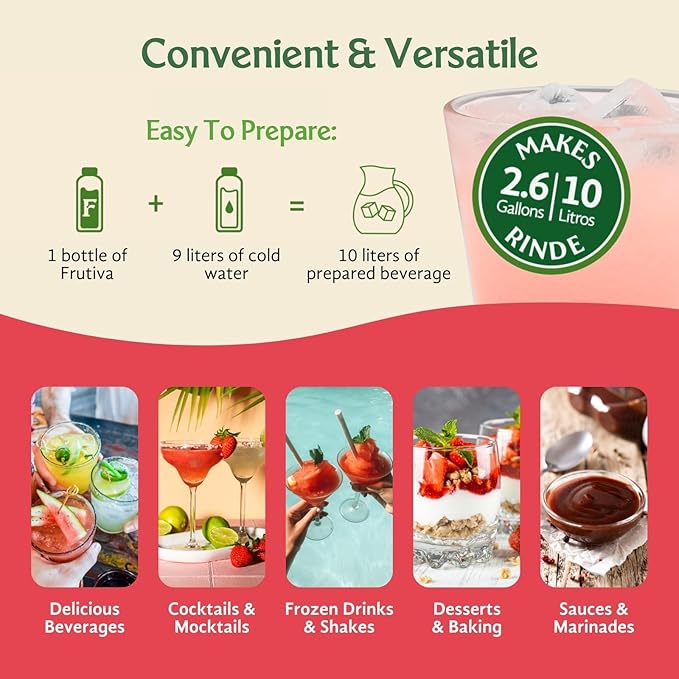 Frutiva Authentic Drink Mix Bundle | Made in Mexico with Cane Sugar | Aguas Frescas Concentrate Makes 2.6 Gallons | No High Fructose Corn Syrup | Perfect for Cocktails &amp Drinks