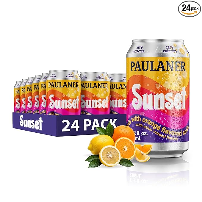 Paulaner Sunset Zero Orange Cola Soft Drink | Fruity European Zero Calorie Sugar-Free Spezi Orange Cola Made in Germany | Vegan and Gluten-Free | 11.2 fl oz (330mL) Cans | 24-Pack Case of Soda