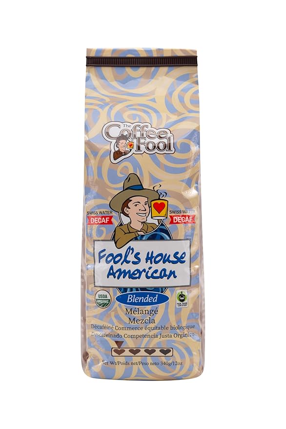 Coffee Fool's Decaf Organic Fair Trade House American (Coarse Grind)