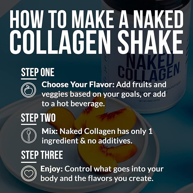 NAKED Caramel Collagen Peptides Protein Powder 25 Servings Pasture-Raised Grass-Fed Hydrolyzed Collagen Supplement Paleo Friendly Non-GMO Keto Gluten Free 20oz