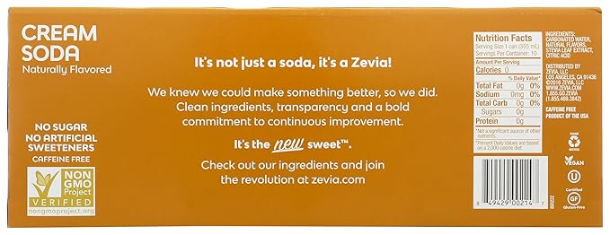 Zevia Zero Calorie Soda Cream 12 Fluid Ounce