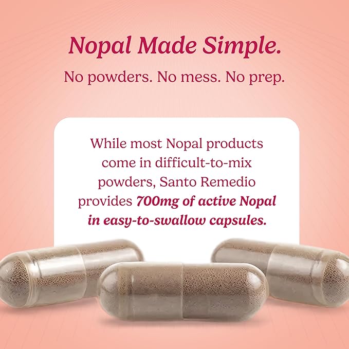 Santo Remedio Nopal Sugar and Gluten Free Dietary Supplement Prickly Pear Cactus Dietary Supplement 700 mg 180 Capsules 90 Servings Per Container