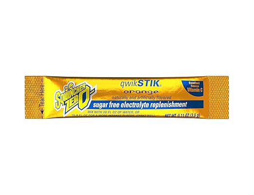Sqwincher Zero Qwik Stik Sugar Free Orange and Lemonade Flavor Electrolyte Hydration Drink Mix (50 Count)