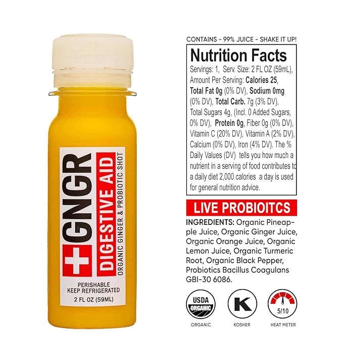 GNGR 24 Shots Variety Pack of Organic Cold-Pressed Ginger Shots – 4 Target Formulas with Peruvian Ginger High-Absorption Turmeric &amp Vitamin C for Immunity Digestion &amp Detox – 2 fl oz (Pack