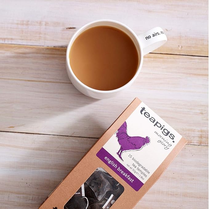 Teapigs English Breakfast Tea Bags Made With Whole Tea Leaves Natural Ingredients Non-GMO Classic Morning Blend – 90 Count (6 Packs of 15 Teabags)