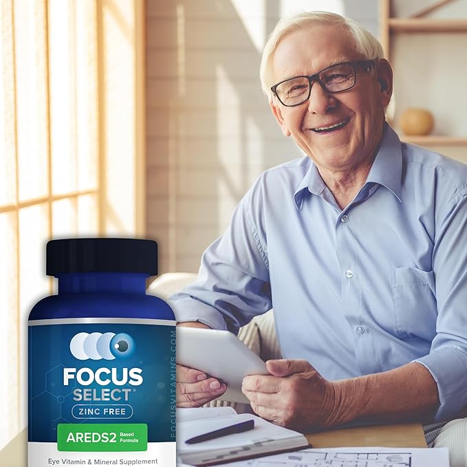 Focus Vitamins | Focus Select Zinc Free Formula | 180 Softgel Capsules | AREDS2 Based Formula | Eye Vitamin &amp Supplement | Easy to Swallow Pill
