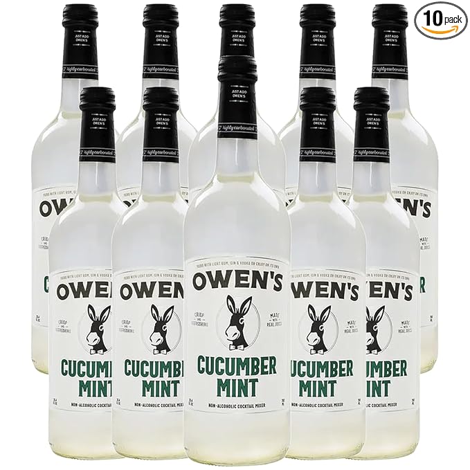 Owen’s Craft Mixers | Cucumber Mint 10 Pack | Handcrafted in the USA with Premium Ingredients | Vegan &amp Gluten-Free Soda Mocktail and Cocktail Mixer | 750ml