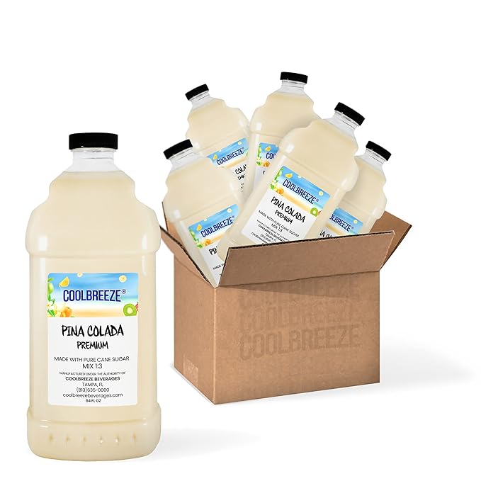 Coolbreeze® Beverages Ready To Use Frozen Drink Mix - Pina Colada Premium - One Case (Six 1/2 Gal Bottles)