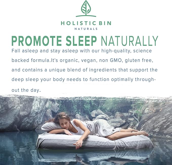 Holistic Bin Circadian Sleep Aid | Science-Backed All Natural Sleep Aids for Adults | Non-Groggy &amp Non-Habit Forming with L-Theanine Magnesium Valerian Root &amp More for Sleep Help