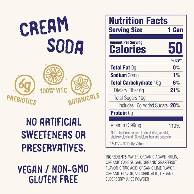 Daytrip Soda Prebiotics Cream Soda 12 fl oz (Pack of 12)