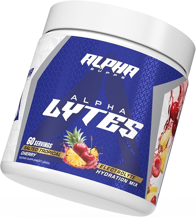 Alpha Lytes - Electrolyte Powder Daily Hydration Drink Mix - Sugar-Free Zero Calorie Instant Formula with Trace Minerals and Antioxidants (60 Servings Salted Tropical Cherry)
