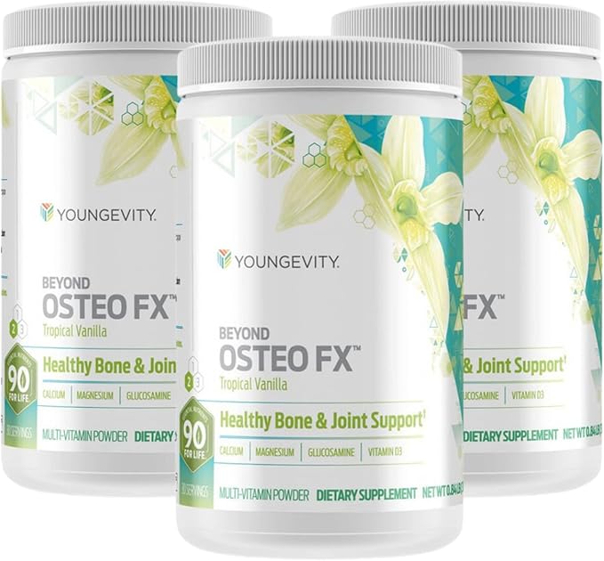 Youngevity Beyond Osteo FX - Tropical Vanilla | Healthy Bone Support | Multi-Vitamin Powder | 30 Servings (3 Canisters)