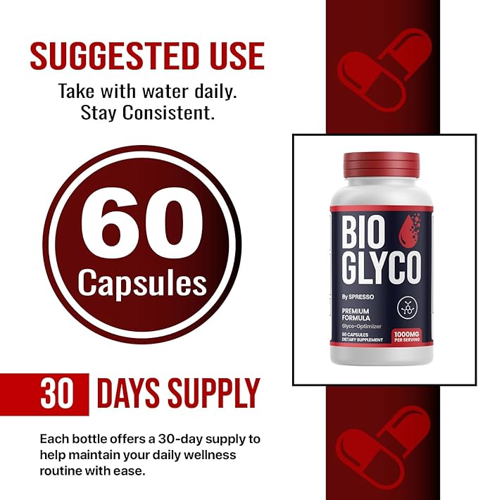 (1 Pack) Bio Glyco Capsules Official BioGlyco Blood Health Support Supplement Pills Advanced Formula with All Natural Ingredients for Healthy Circulation &amp Wellness Support (60 Capsules)