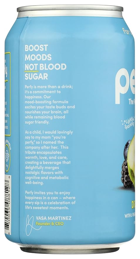 Perfy Dr. Perfy Flavored Superfood Soda Caffeine Free No Added Sugar 12 Fluid Ounces (Pack Of 12)