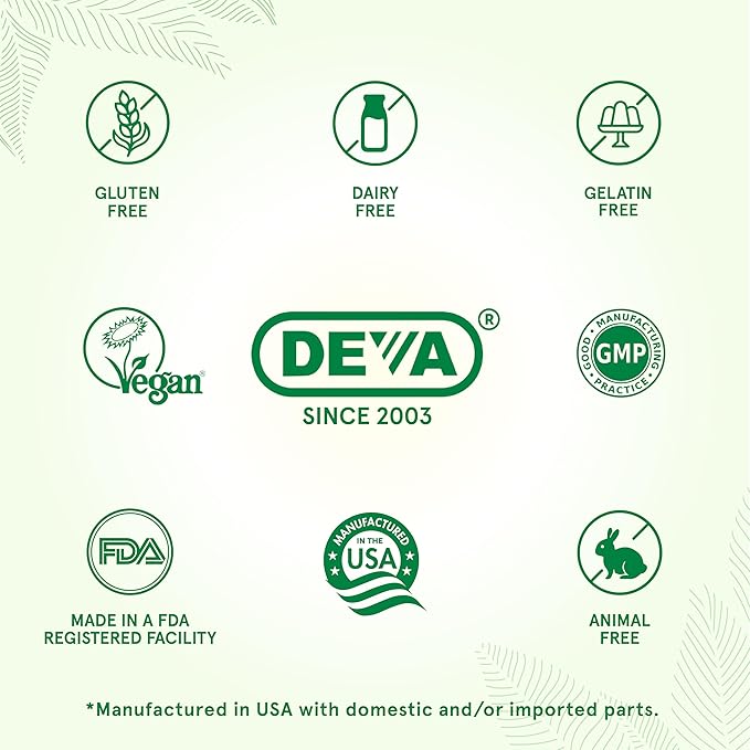 DEVA Vegan Multivitamin &amp Mineral Supplement with Iron 2-Pack Spirulina Chlorella Ashwagandha Broccoli &amp More 90 Coated Tablets Each