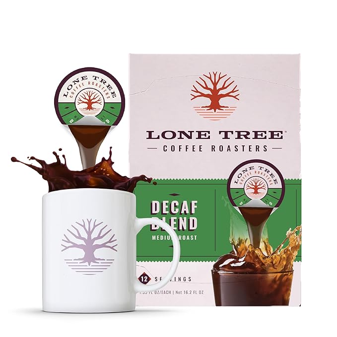 Lone Tree Single-Serve Coffee Pods – Premium 100% Arabica Liquid Concentrate – Smooth &amp Bold Decaf – 12 Pods – Ready Hot or Iced