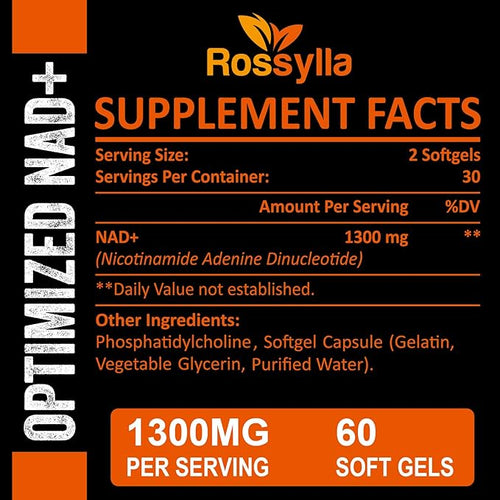 1300 MG Liposomal NAD+ Supplement | Highest Absorption | Purest NAD Supplemet to Boost NAD+ Effetively | Boosting NAD+ Supplement for Aging Defese Cellular Energy Longevity | 60 Count