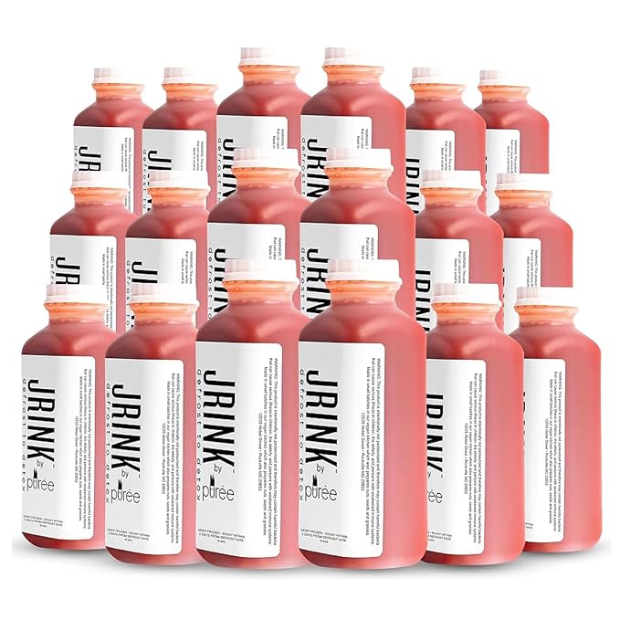 JRINK by Purée Raw Beet Juice Cold Pressed OrganicFruit and Vegetable Drink Stamina and Energy Boost Cleanse Gluten Free Healthy Cleanse with Ginger Blend 16 fl oz Bottles Pack of 24