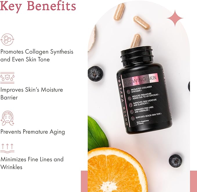 Bella Vérité Daily Collagen Supplement for Women &amp Men - Essential Vitamins for a Youthful Radiant Complexion &amp Overall Health - Support Glowing &amp Smooth Skin Reduce Wrinkles &amp Dryne