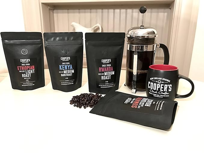 Organic Cold Brew Coffee - Guatemalan Coffee Beans - Ground Medium Roast 2lbs and Gourmet Coffee Sampler Gift Box Set - Ground Coffee 4 bags - 1lb Total