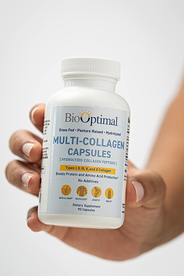 BioOptimal Multi-Collagen Supplement Capsules Types I II III V &amp X Collagen 90 Capsules