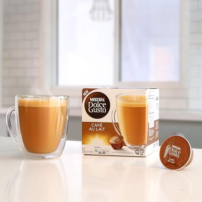Dolce Gusto Nescafe Coffee Pods Cafe Au Lait 16 Count Pack of 3