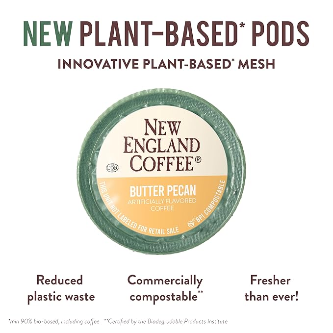 New England Coffee Butter Pecan Medium-Roast K Cup Coffee Pods 12 Count (Pack of 6) Rich &amp Buttery Flavor
