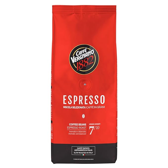 Caffe Vergnano Espresso Beans Large 2.2lb Bag - Medium Roast Arabica Robusta Coffee Beans Chocolate &amp Caramel Notes - Perfect for Expresso Machine Moka Pot French Press Drip Coffee Maker