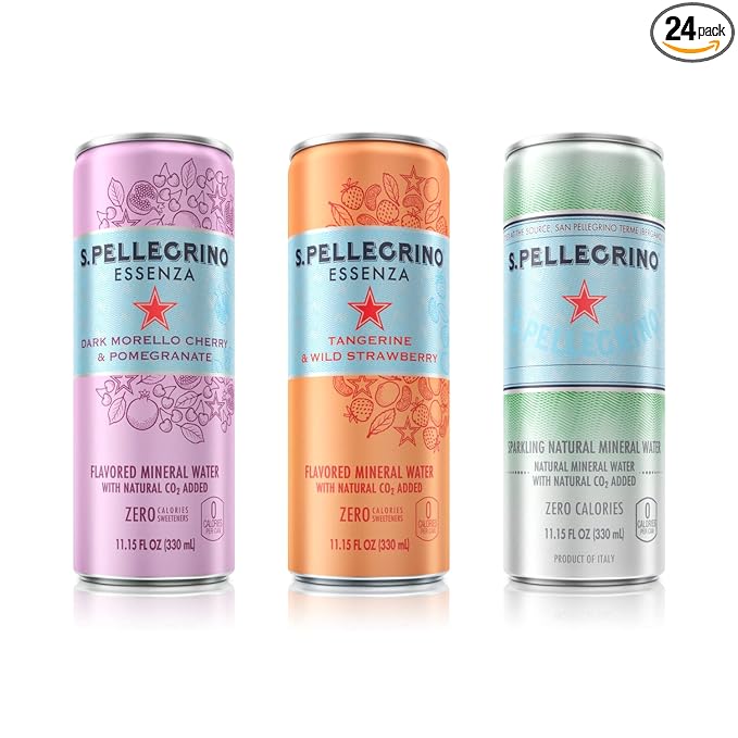 S.Pellegrino Essenza Variety Pack - Dark Morello Cherry Wild Strawberry Original (unflavored)11.15 Fl. Oz (Pack of 24)