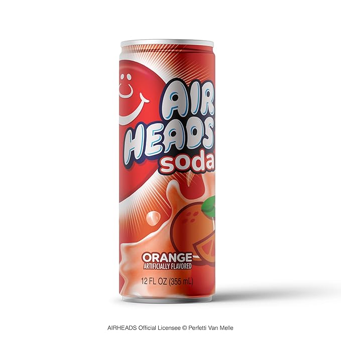 Airheads Soda – 12 Pack of 12oz Sleek Cans | Creamy Fruit Soda with Big Juicy Flavor | Dairy-Free Gluten-Free Kosher (Orange)
