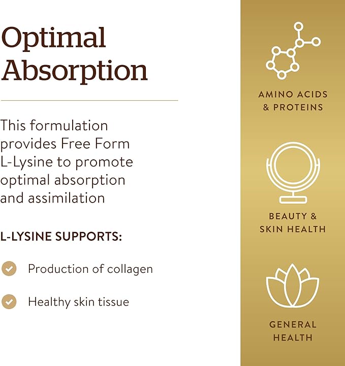 Solgar L-Lysine 500 mg 250 Vegetable Capsules - Enhanced Absorption &amp Assimilation - Promotes Integrity of Skin &amp Lips - Collagen Support - Amino Acids - Non-GMO Vegan Gluten Free