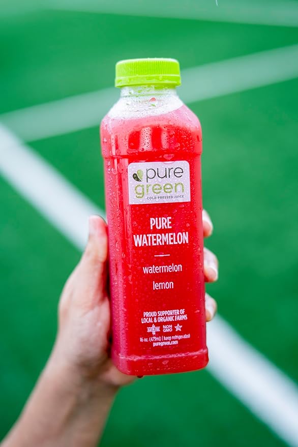 Pure Green Cold Pressed Juice - Pure Watermelon - Fresh Functional Blend with Watermelon and Lemon - Natural Gluten Free Non-GMO No Artificial Colors or Flavors - Made from Real Fruits &amp Veggie
