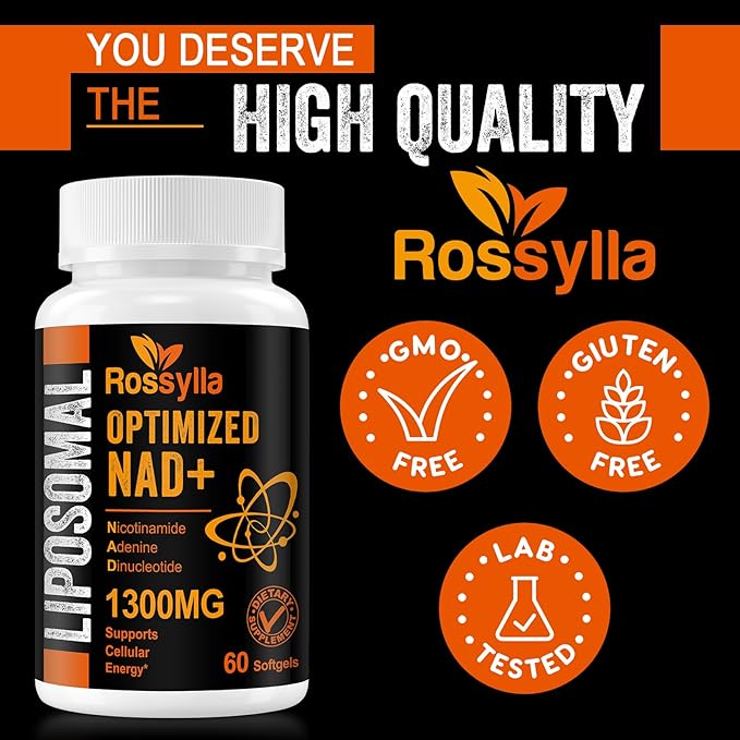 1300 MG Liposomal NAD+ Supplement | Highest Absorption | Purest NAD Supplemet to Boost NAD+ Effetively | Boosting NAD+ Supplement for Aging Defese Cellular Energy Longevity | 60 Count
