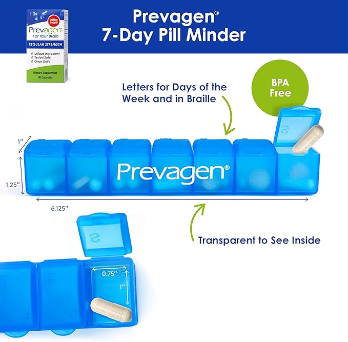 Prevagen Regular Strength - 30 Capsules (1 Month Supply) | Formulated for Your Brain | 10mg of Apoaequorin Plus Vitamin D3 with 7-Day Pill Minder