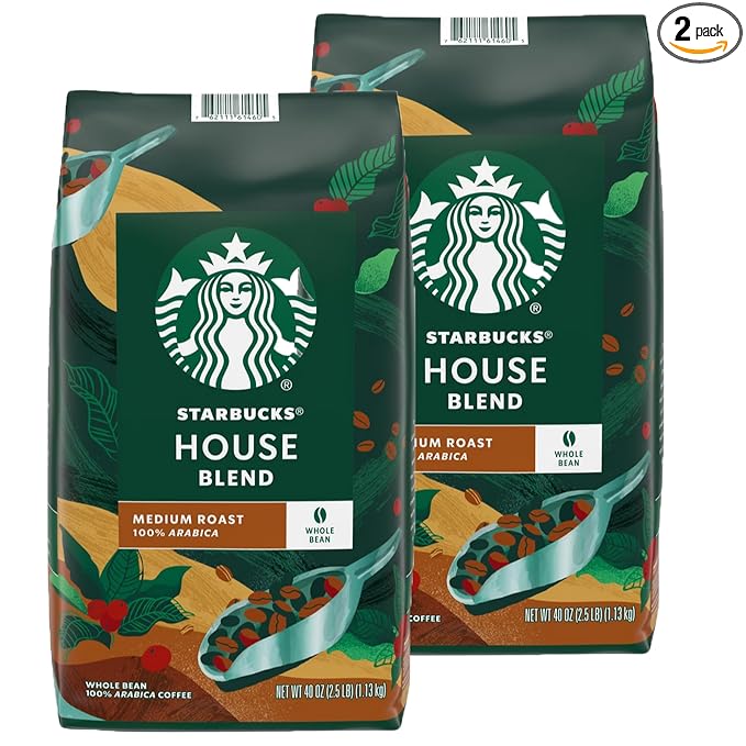 Starbucks House Blend Whole Bean Coffee (40 Ounce) (2 Pack) Brown