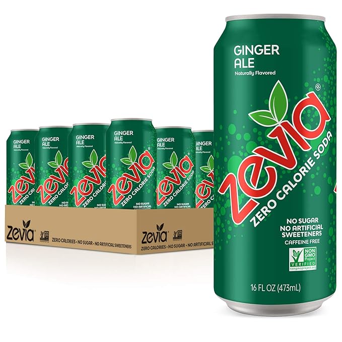 Zevia Zero Calorie Ginger Ale Soda Cans (24 Pack of 12 oz + 12 Pack of 16 oz)