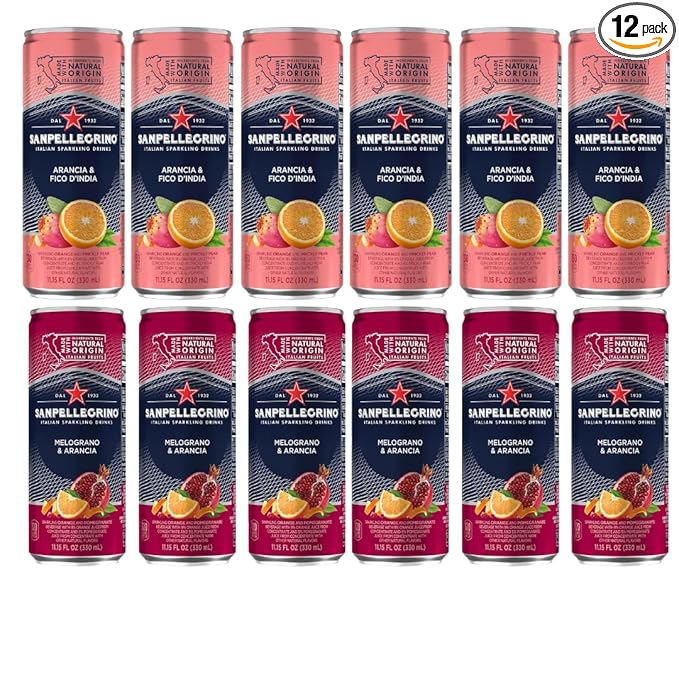 San Pellegrino Sparkling Water Variety Pack 12 x 6.7 fl oz – 6 Pomegranate &amp 6 Prickly Pear Refreshing Italian Carbonated Beverage