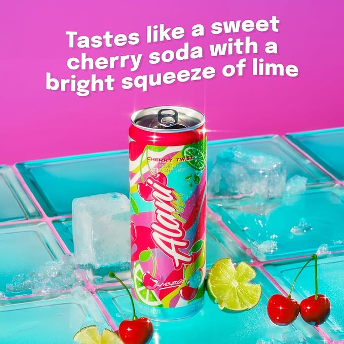 New Alani Energy Drinks CHERRY TWIST Flavor Sugar-Free Low-Calorie Energy Boost Drink 12 fl oz (Pack of 6) (Packaging May Vary)