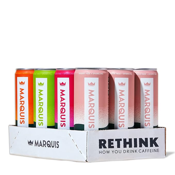Marquis - Natural Energy Drink - Original Variety + Citrus Yuzu - Sugar Free - 0 Calories - 100mg of Organic Plant Based Caffeine - Yerba Mate - Green Tea - Vitamin C &amp B Vitamins - Vegan - 24 Pac