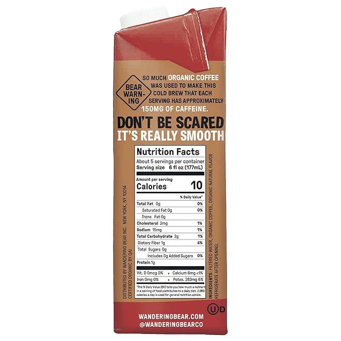Wandering Bear Organic Cold Brew Coffee Variety Pack - Extra Strong Bold Smooth Unsweetened Shelf-Stable Ready to Drink &amp Vegan Iced Cold Brewed Coffee Drink - 32 fl oz (3pk - Vanilla Caram