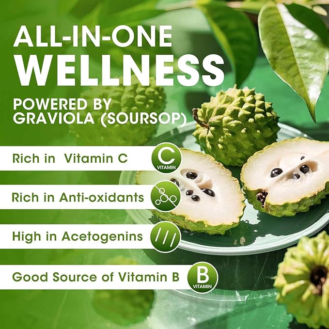 Soursop Graviola Liquid Drop for Cell Support &amp Regeneration Immune System and Gut Health Support Pure Soursop Bitters Liquid High Absorption Sugar/Gluten Free Natural Flavor 4 Fl Oz