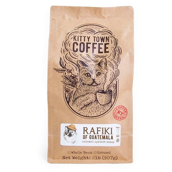 Kitty Town Coffee: Rafiki Medium Roast Coffee From Guatemala 2lb (32oz) Ground