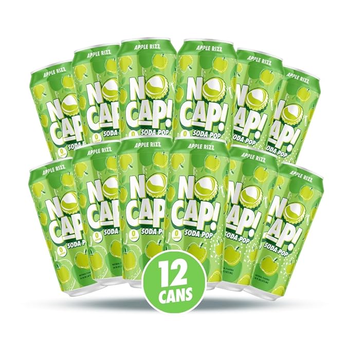 No Cap Soda Pop Soda Apple Rizz 16 fl oz (Pack of 12)
