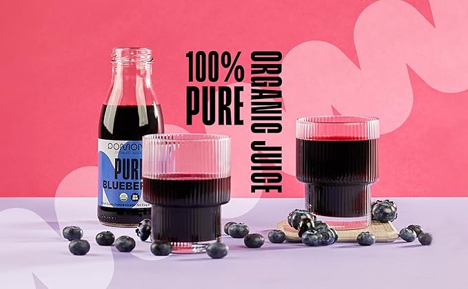 Pomona Organic Juices Pure Blueberry Juice Cold Pressed Organic Juice Non-GMO No Sugar Added Not from Concentrate Gluten Free Kosher Certified Preservative Free 8.4 Ounce (Pack of 12)