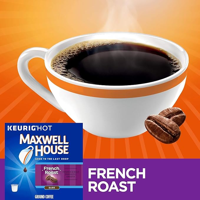 Maxwell House K-Cup Coffee Pods House Blend Medium Roast 12 CT + French Roast Dark Roast 12 CT (Variety Pack)