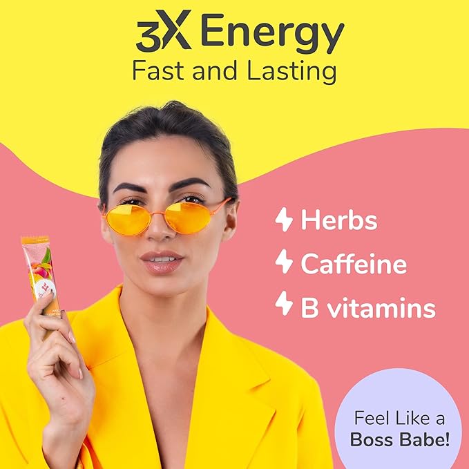Clean Energy Drink Powder | Natural Caffeine Electrolytes and B Vitamins for Hydration Focus and Vitality | Zero Sugar Long-Lasting Energy Boost | 30 Convenient Packets