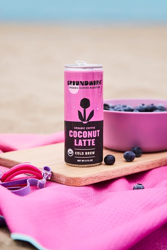 Groundwork Organic Coffee - Coconut Cold Brew Latte - 8 Fl Oz Cans (12 Pack)